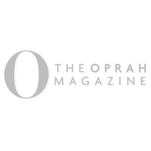 Gray logo for The Oprah Magazine with a large O followed by the words THE OPRAH MAGAZINE in uppercase letters.