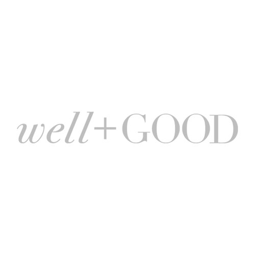 Gray well+GOOD logo with elegant serif and sans-serif typefaces on a white background.