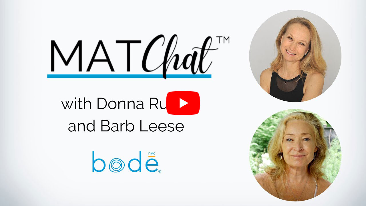 Graphic featuring the text MATChat along with names Donna Rubin and Barb Leese with their profile images above a logo for bode nyc, this link will open in new tab